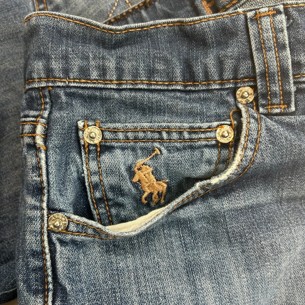 Polo Ralph Lauren Mens 34x28 Blue Denim Jeans Embroidered Pony Logo Straight Leg